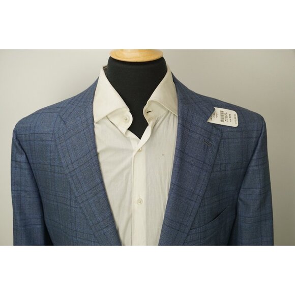 Kiton 14 Micron Wool Blue Plaid Sport Coat Jacket Sz 60 EU 50 US BRAND NEW - Picture 2 of 11
